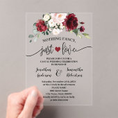 Invitations En Acrylique Marsala Flowers Nothing Fancy Just Love Elopement (In situ (ordinateur de poche))