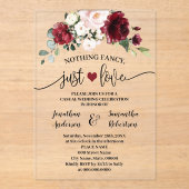 Invitations En Acrylique Marsala Flowers Nothing Fancy Just Love Elopement (Recto)