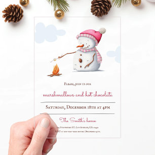 Invitations En Acrylique Marshmallows Chocolat Chaud Bonhomme de Neige Fête