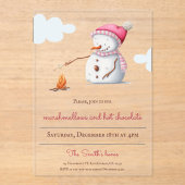 Invitations En Acrylique Marshmallows Hot Chocolat Snowman Holiday (Recto)