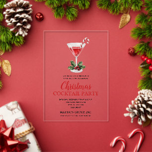 Invitations En Acrylique Martini de Noël au bonbon canne à sucre chic pour