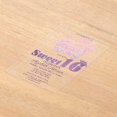 Invitations En Acrylique Masque Pailleté Violet Douce 16 (Poser)