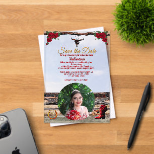 Invitations En Acrylique Masquerade Ranch Quinceañera Photo & Nom Personnal