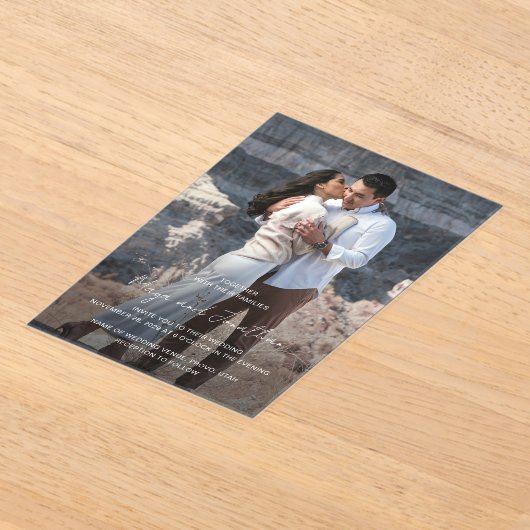 Invitations En Acrylique Maya Simple Photo Mariage moderne (Poser)