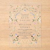Invitations En Acrylique Meadow Fleur sauvage Rustic Boho Mariage (Recto)