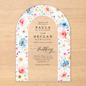 Invitations En Acrylique Meadow Fleurs sauvages Elegant Boho Arch Mariage (Recto)