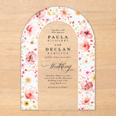 Invitations En Acrylique Meadow Wildflowers Elegant Boho Arch Wedding (Recto)