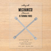 Invitations En Acrylique Mécanique automobile Outils de l'automobile Garçon (Recto)