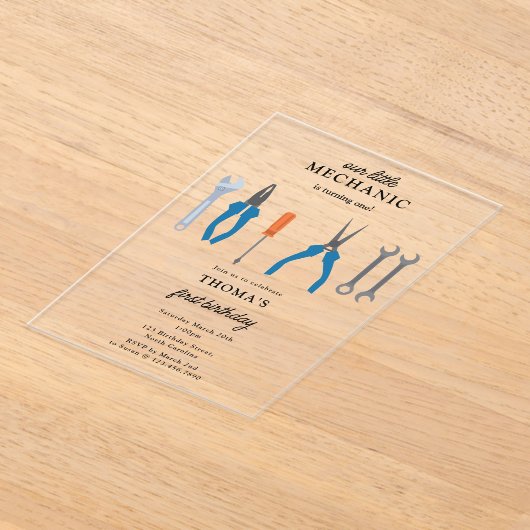 Invitations En Acrylique Mécanique automobile Outils de l'automobile Garçon (Poser)