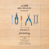 Invitations En Acrylique Mécanique automobile Outils de l'automobile Garçon (Recto)