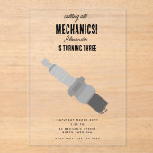 Invitations En Acrylique Mécanique automobile Outils de l'automobile Garçon (Recto)