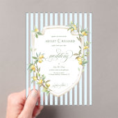Invitations En Acrylique Mediterranean Lemon Coastal Stripe Wedding (In situ (ordinateur de poche))