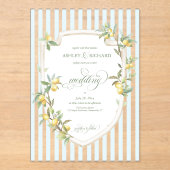 Invitations En Acrylique Mediterranean Lemon Coastal Stripe Wedding (Recto)