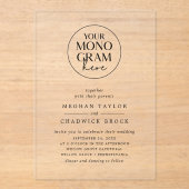 Invitations En Acrylique MEGHAN Elegant Unique Simple Chic Monogram Mariage (Recto)