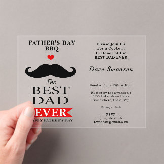 Invitations En Acrylique Meilleur Papa du Monde Fête des Pères Moustaches D