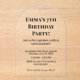 Invitations En Acrylique Meilleure fête d'anniversaire en acrylique clair d