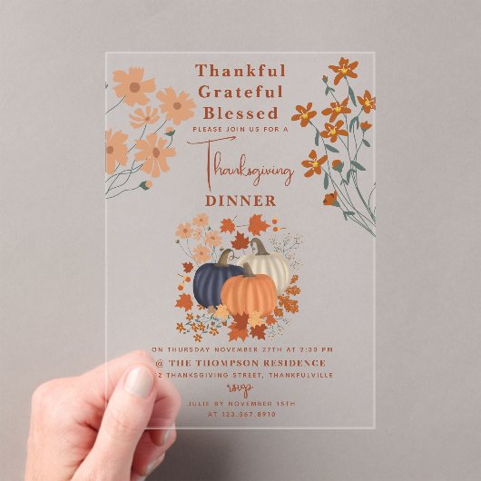 Invitations En Acrylique Merci Gratuit Citrouille Thanksgiving (In situ (ordinateur de poche))