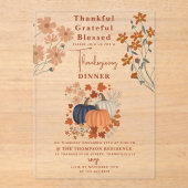 Invitations En Acrylique Merci Gratuit Citrouille Thanksgiving (Recto)