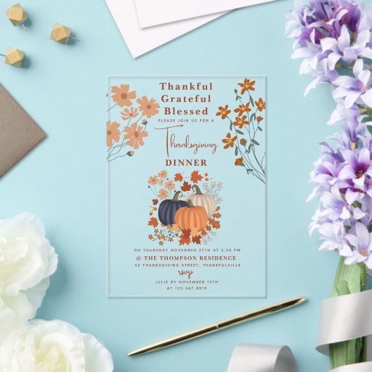 Invitations En Acrylique Merci Gratuit Citrouille Thanksgiving (Insitu (Mariage))