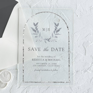 Invitations En Acrylique Mercredi Feuilles de la couronne d'argent Laurel E