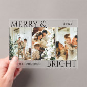 Invitations En Acrylique Merry and Bright 3 Photo Collage Holiday Card (In situ (ordinateur de poche))