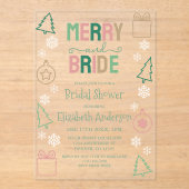 Invitations En Acrylique Merry & Bride Noël Shower de Mariée (Recto)