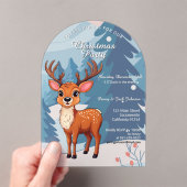Invitations En Acrylique Merry Christmas Cute Cartoon Reindeer in winter (In situ (ordinateur de poche))