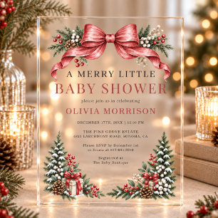 Invitations En Acrylique Merry Little Baby Shower Arc Rouge 