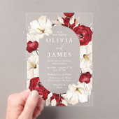 Invitations En Acrylique Merveilleuses Fleurs rouges et blanches Beau Maria (In situ (ordinateur de poche))