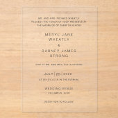 Invitations En Acrylique Meryl Elegant Mariage moderne (Recto)