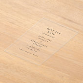 Invitations En Acrylique Meryl Elegant Mariage moderne Enregistrer la date (Poser)