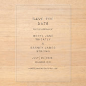 Invitations En Acrylique Meryl Elegant Mariage moderne Enregistrer la date (Recto)