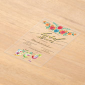 Invitations En Acrylique Mexican Flowers Drinks Bridal Shower  (Poser)