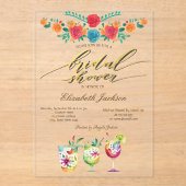 Invitations En Acrylique Mexican Flowers Drinks Bridal Shower  (Recto)