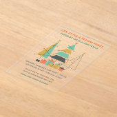Invitations En Acrylique Mid-Century Retro Christmas Trees (Poser)