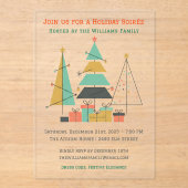 Invitations En Acrylique Mid-Century Retro Christmas Trees (Recto)