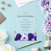 Invitations En Acrylique Midnight Blue Elegant Marine Roses Quinceanera Par (Insitu (Mariage))