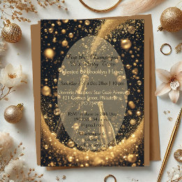 Invitations En Acrylique Midnight Gold Champagne Dreams New Year Bubbly Fun