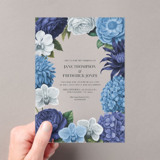 Invitations En Acrylique Midnight Navy, Steel Blue & Eucalyptus Grey (In situ (ordinateur de poche))