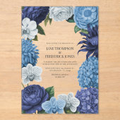 Invitations En Acrylique Midnight Navy, Steel Blue & Eucalyptus Grey (Recto)