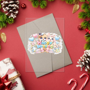 Invitations En Acrylique Mignon Kawaii Couple Animaux Mariage Heureux Paste