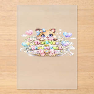 Invitations En Acrylique Mignon Kawaii Merci pour vos achats Petit Chat Aut