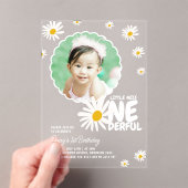 Invitations En Acrylique Mignon Little Miss ONEderful Daisy Photo Anniversa (In situ (ordinateur de poche))