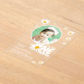 Invitations En Acrylique Mignon Little Miss ONEderful Daisy Photo Anniversa (Poser)