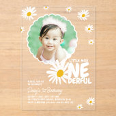 Invitations En Acrylique Mignon Little Miss ONEderful Daisy Photo Anniversa (Recto)