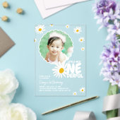 Invitations En Acrylique Mignon Little Miss ONEderful Daisy Photo Anniversa (Insitu (Mariage))