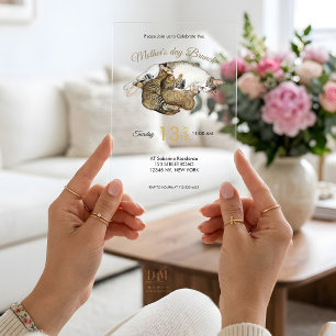 Invitations En Acrylique Mignonne chatte maman allaitant ses petits chatons