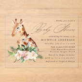 Invitations En Acrylique Mignonne maman et Baby shower bébé Giraffe (Recto)