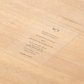 Invitations En Acrylique Minerva Moderne Mariage élégant (Poser)