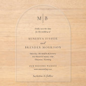 Invitations En Acrylique Minerva Moderne Mariage élégant Enregistrer la dat (Recto)